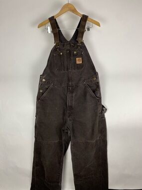 Vintage Carhartt Bib Overalls Men’s 34 X 30 Brown R06 DKB Double Knee Faded